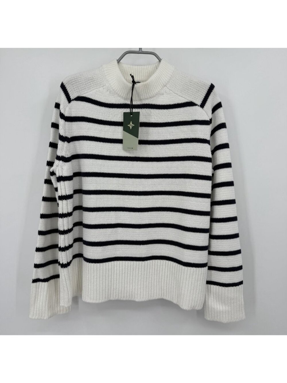 Tuckernuck Ivory and Navy Stripe Bryant Sweater size XS Cotton Blend Oversized